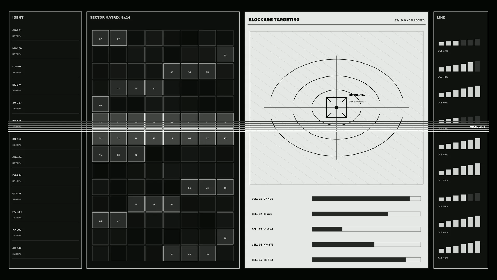 Monochrome tactical targeting interface grid — free 3840x2160 4K wallpaper image