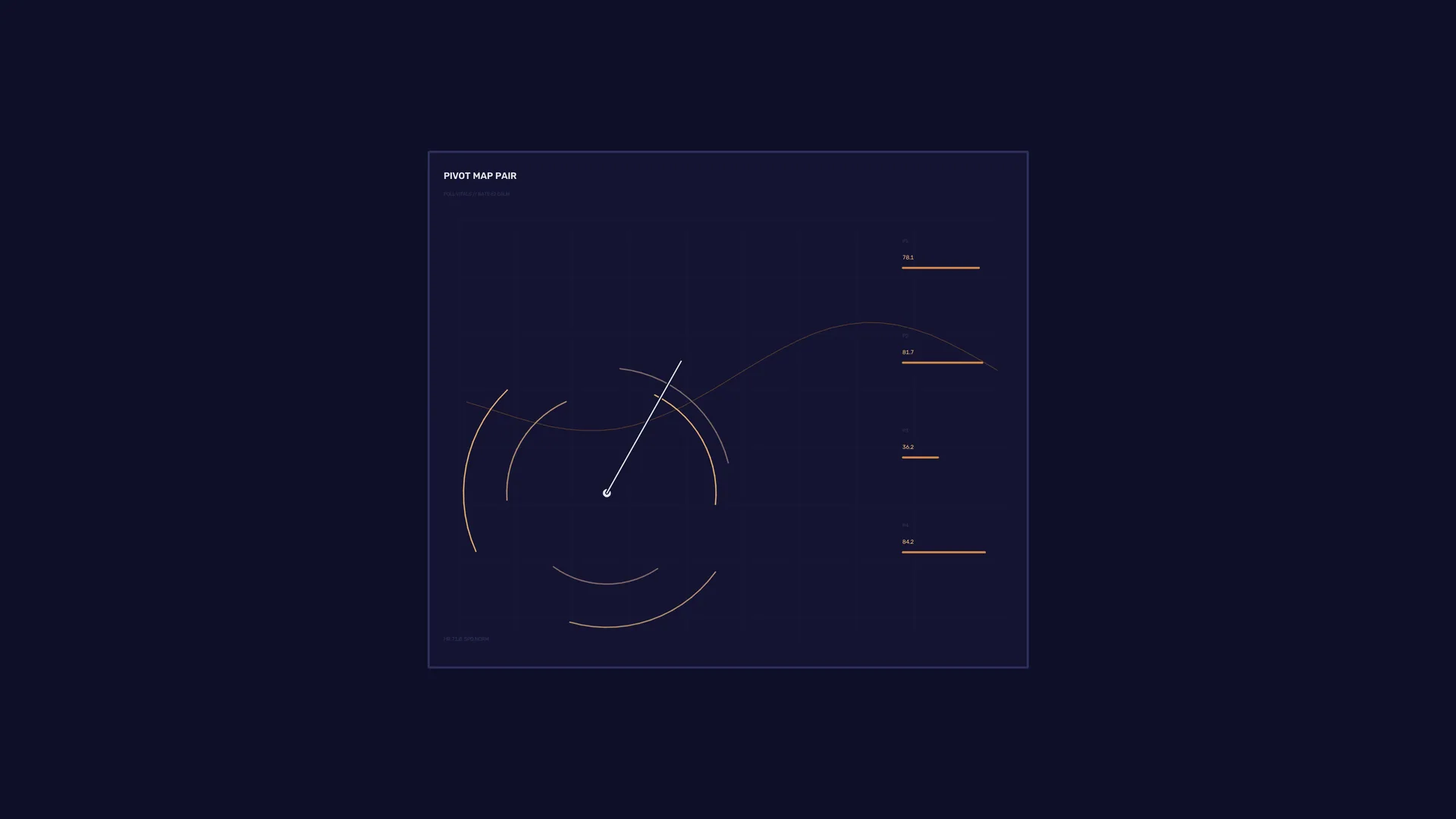 Dark pivot map with radial arcs and data bars — free 3840x2160 4K wallpaper image