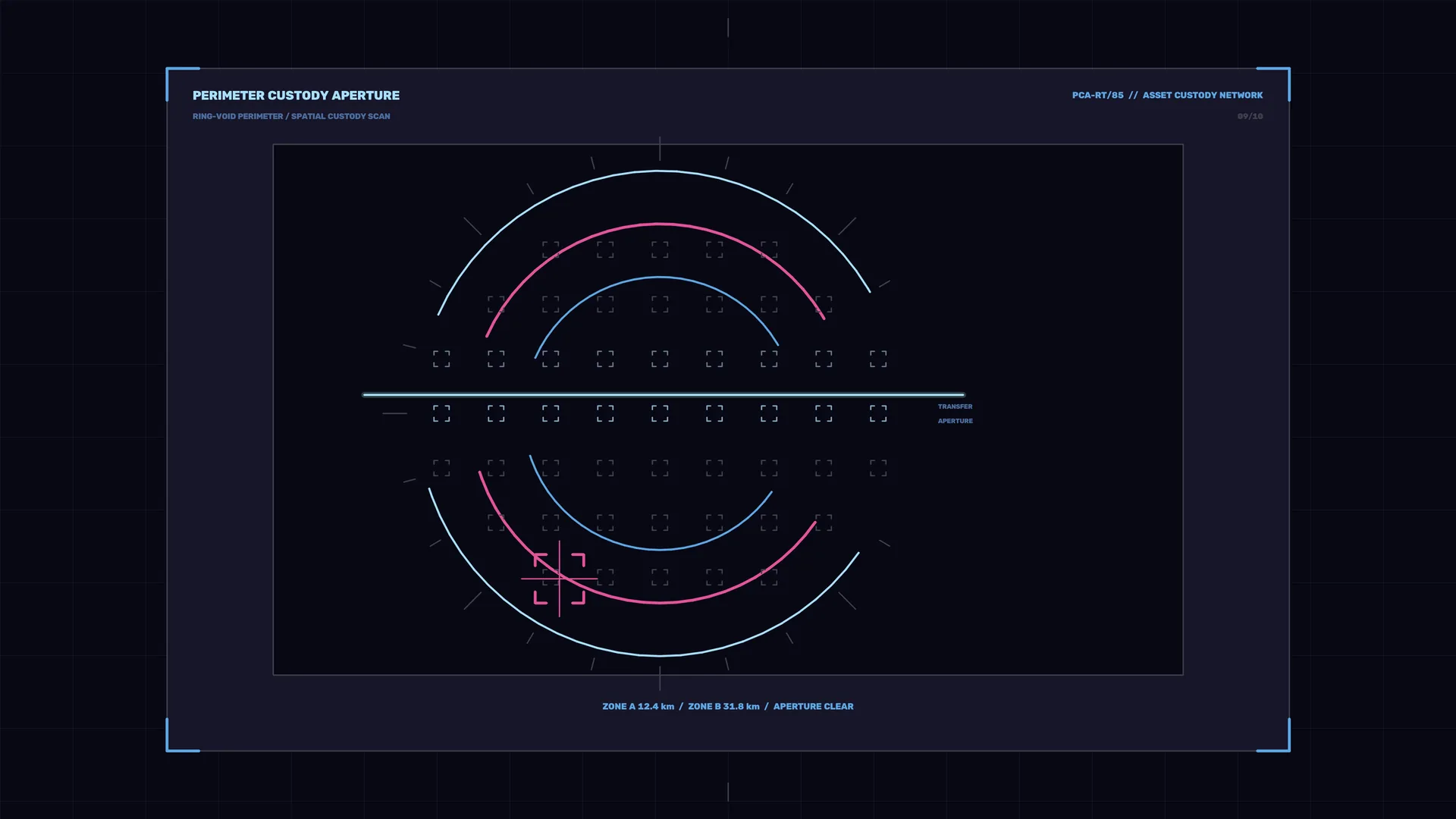 Neon concentric aperture system diagram — free 3840x2160 4K wallpaper image