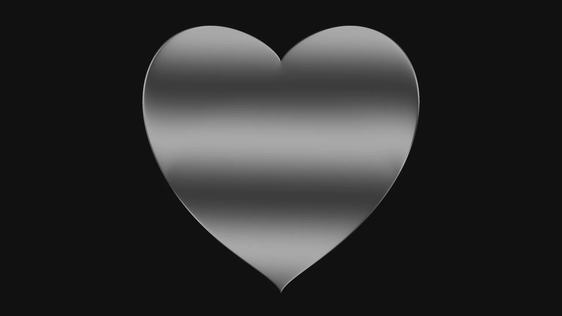 Monochrome metallic heart on black — free 3840x2160 4K wallpaper image