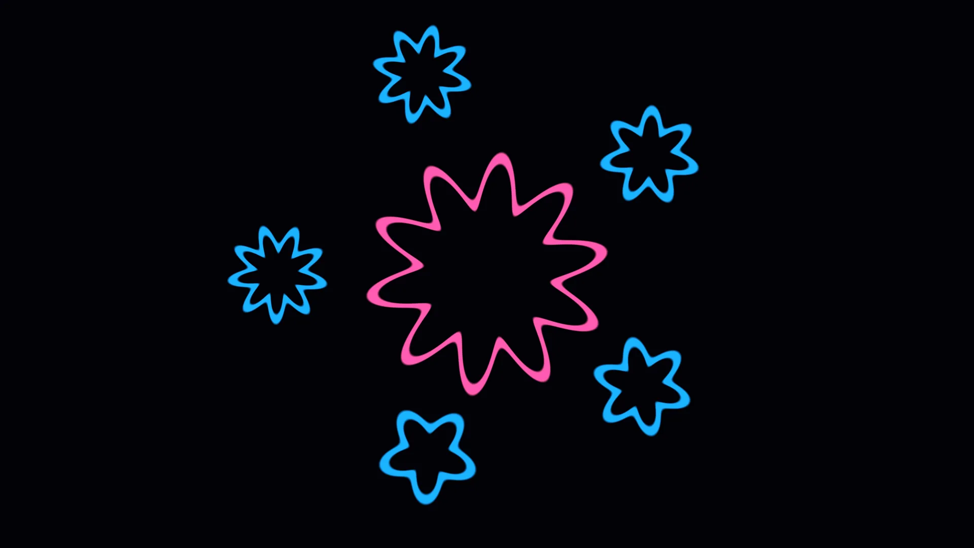 Neon starburst outlines on a black field — free 3840x2160 4K wallpaper image
