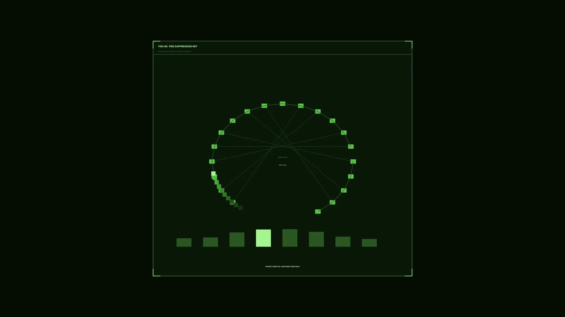 Green fire suppression network schematic — free 3840x2160 4K wallpaper image