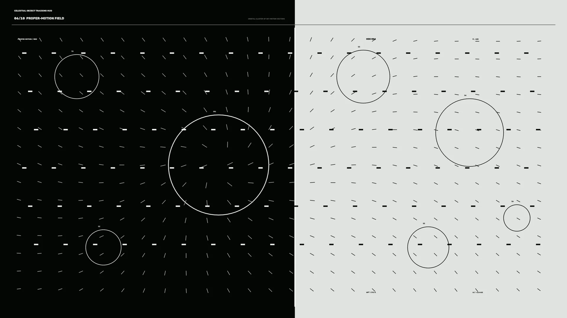 Orbital vector field in black and white — free 3840x2160 4K wallpaper image