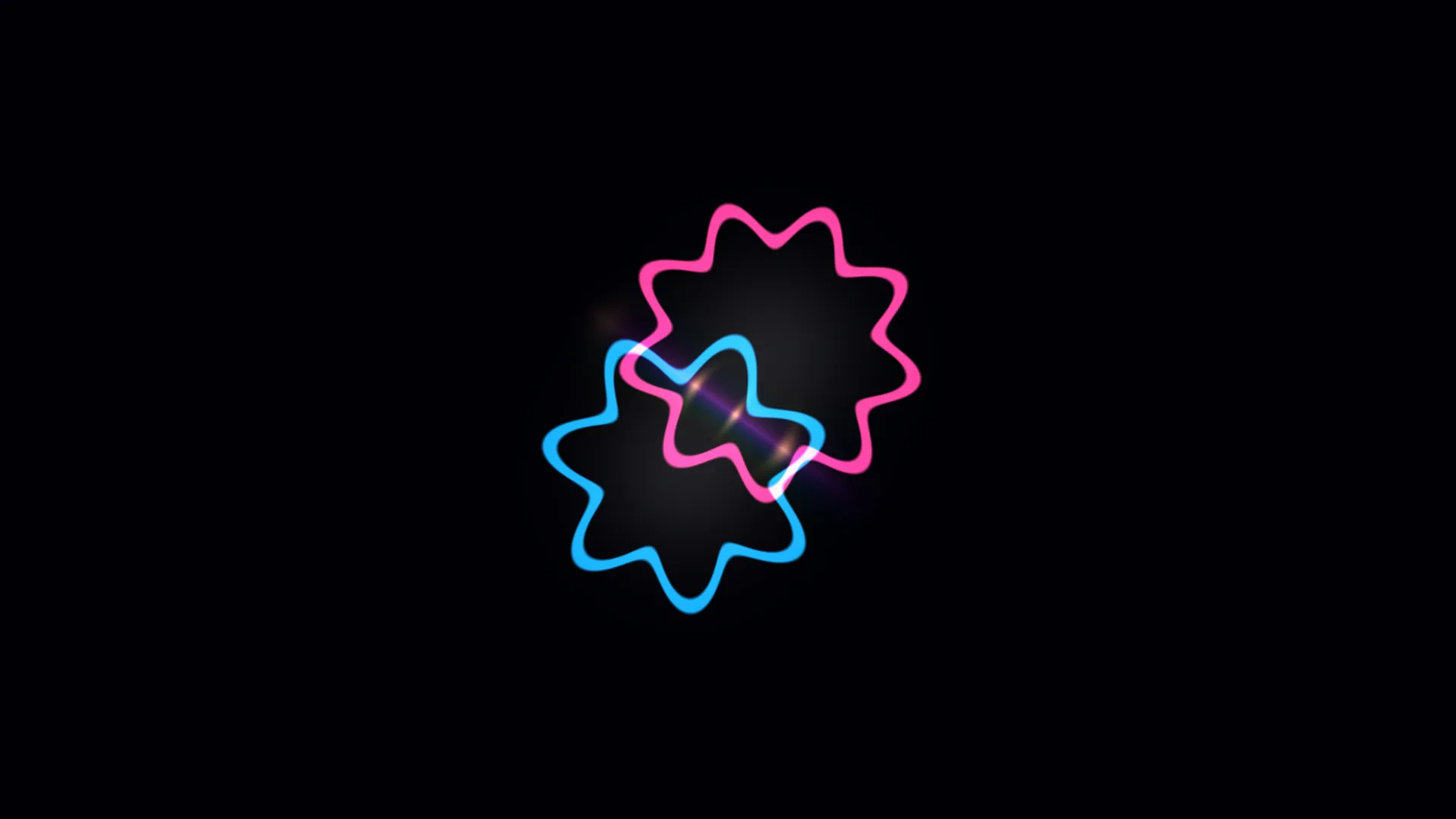 Overlapping neon flower outlines on black — free 3840x2160 4K wallpaper image