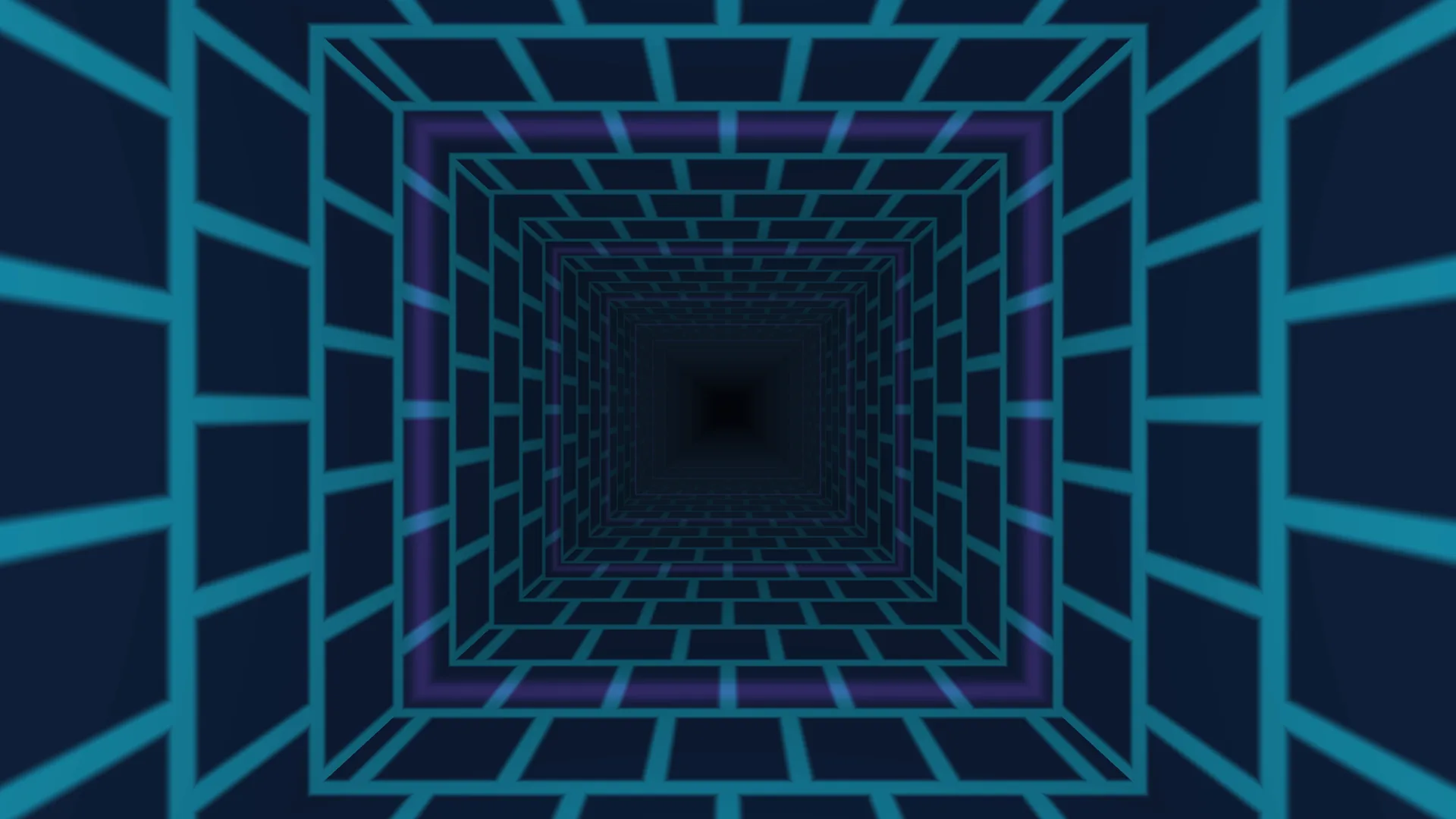 Cyan and violet geometric tunnel in deep perspective — free 3840x2160 4K wallpaper image