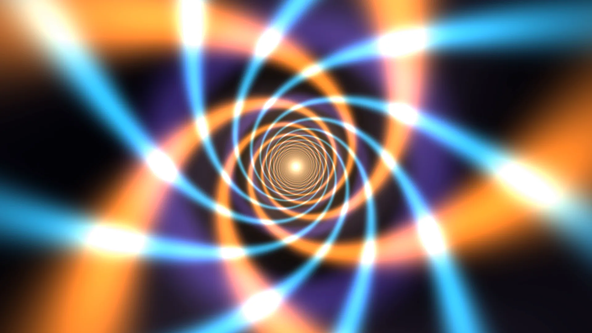 Blue and orange orbital rings with glowing centre — free 3840x2160 4K wallpaper image