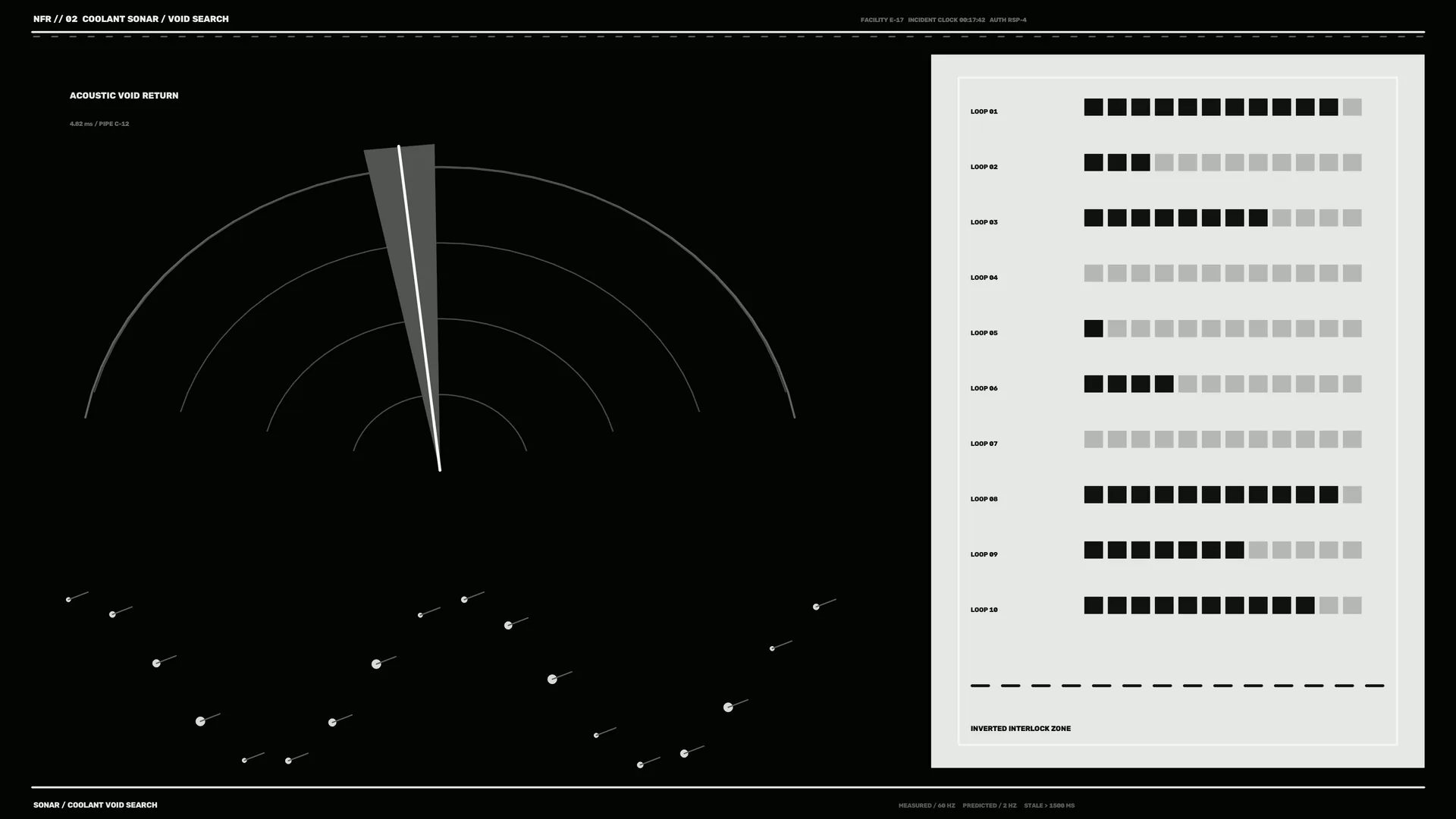 Monochrome sonar diagram with signal loops — free 3840x2160 4K wallpaper image
