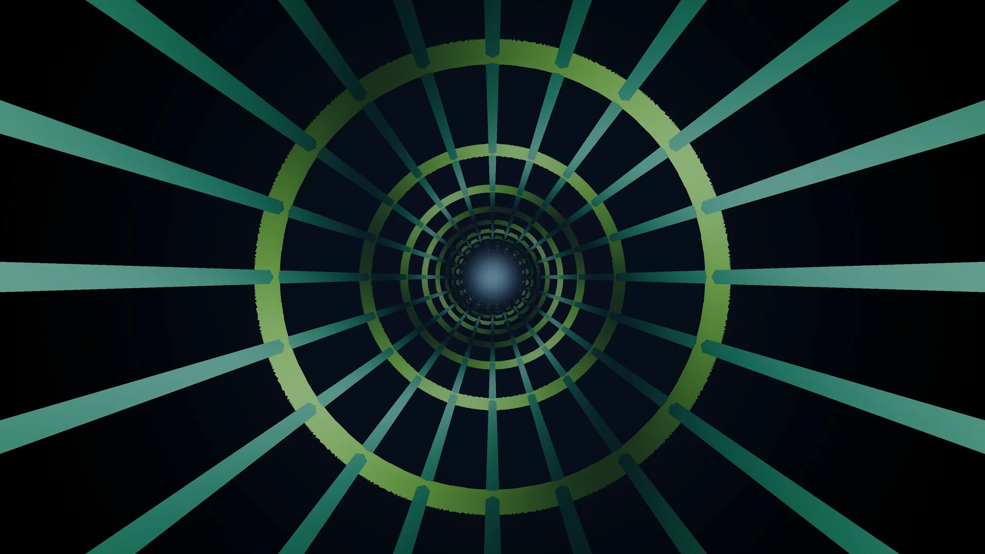 Concentric green tunnel with radial beams — free 3840x2160 4K wallpaper image