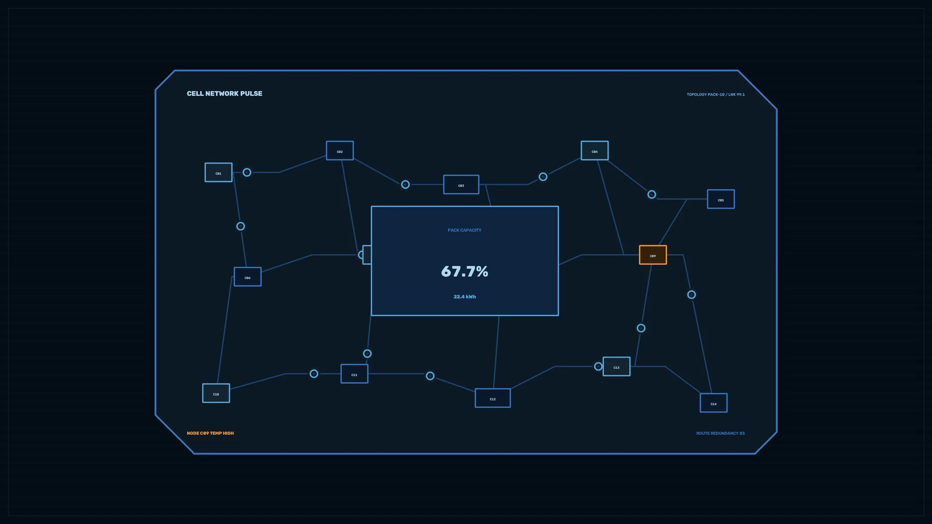 Blue Cell Network Topology Interface — free 3840x2160 4K wallpaper image