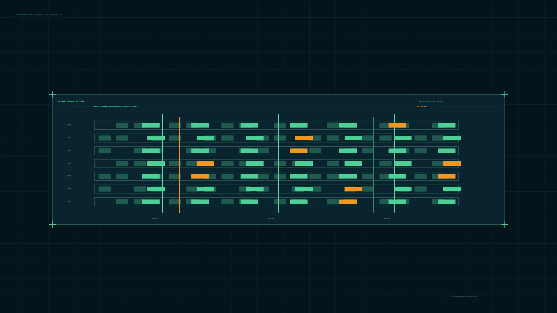 Dark teal signal matrix with charted data bars — free 3840x2160 4K wallpaper image