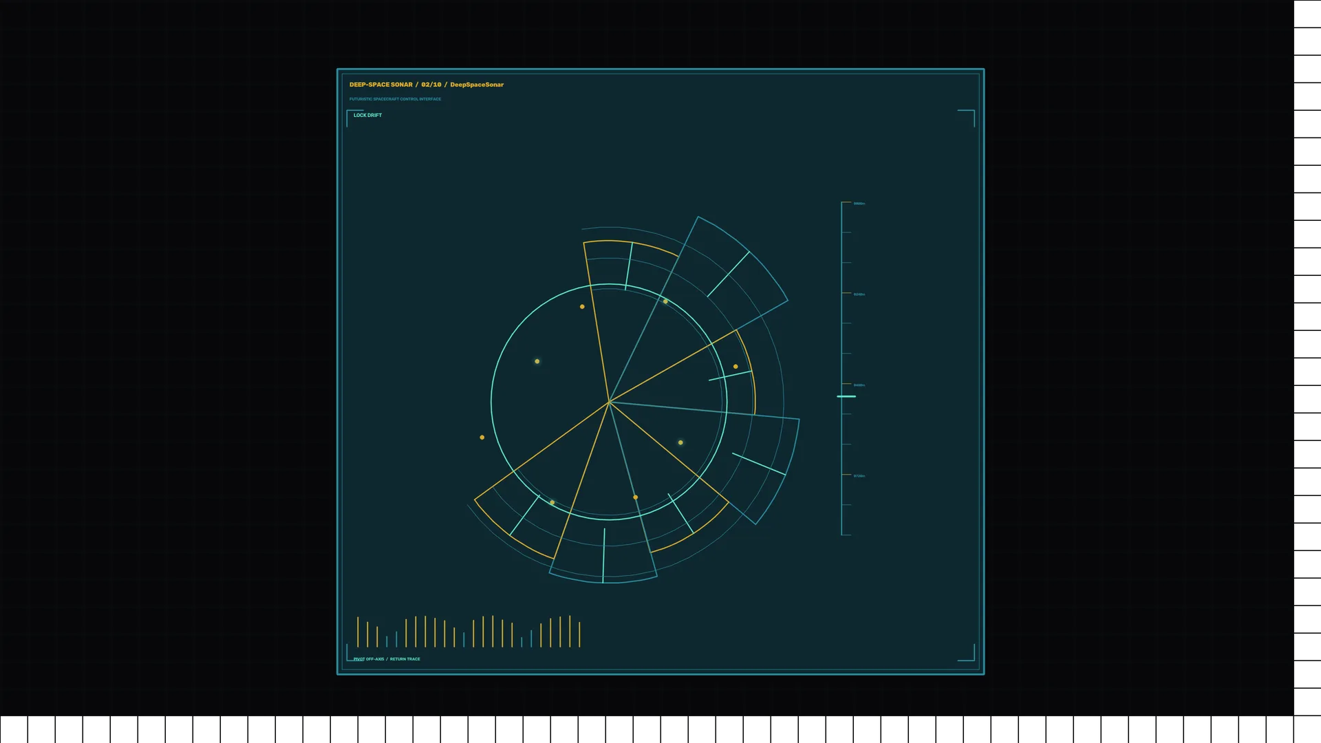 Circular sonar interface on a dark grid — free 3840x2160 4K wallpaper image