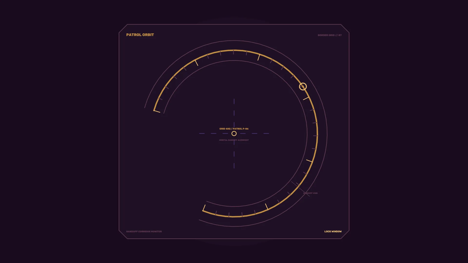 Amber orbital interface on a violet field — free 3840x2160 4K wallpaper image