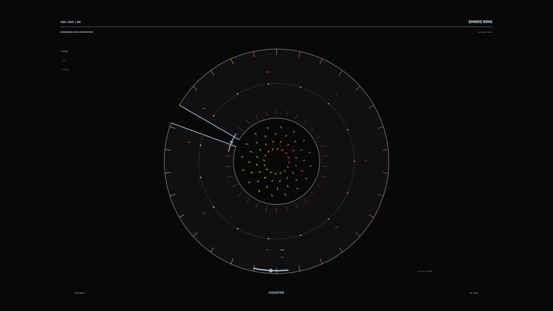 Orbital ring diagram with radial data markers — free 3840x2160 4K wallpaper image