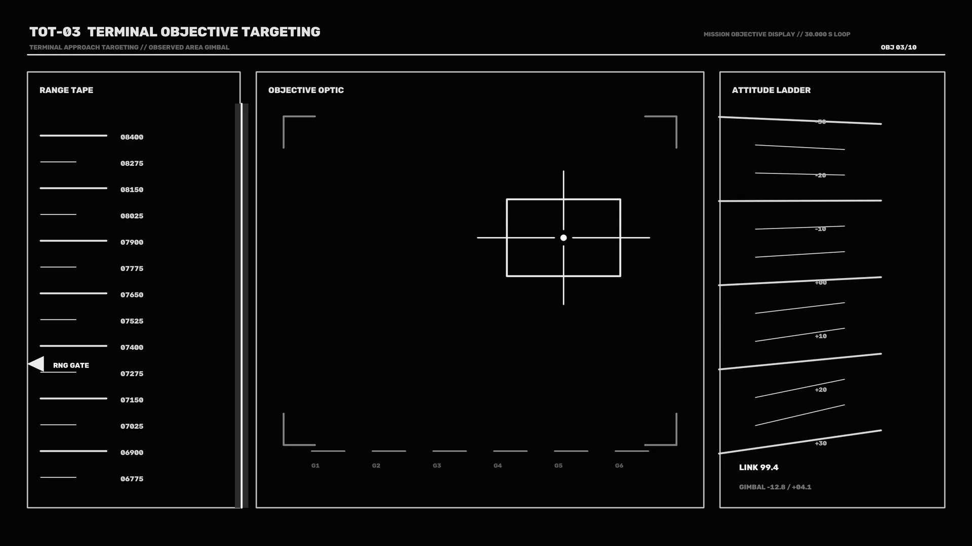 Monochrome terminal targeting interface — free 3840x2160 4K wallpaper image