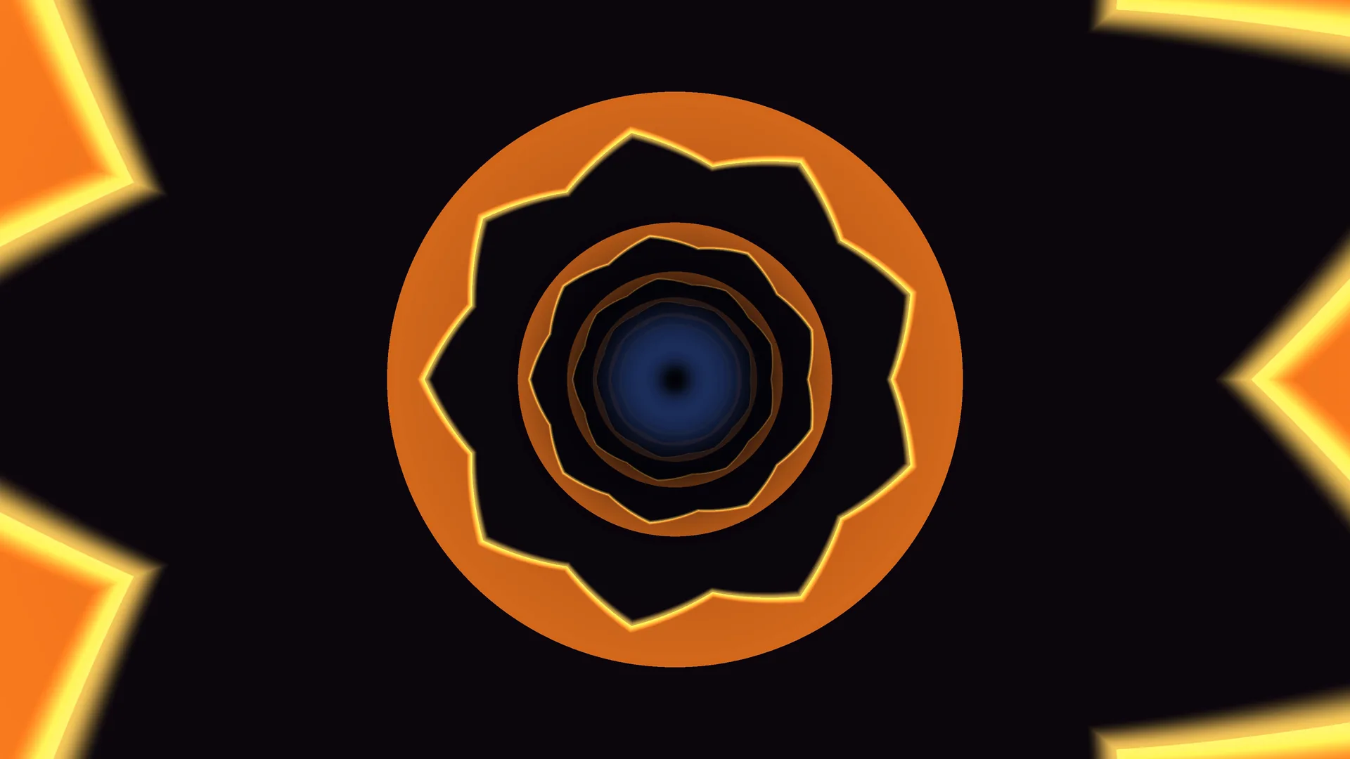 Orange concentric polygon with blue central core — free 3840x2160 4K wallpaper image