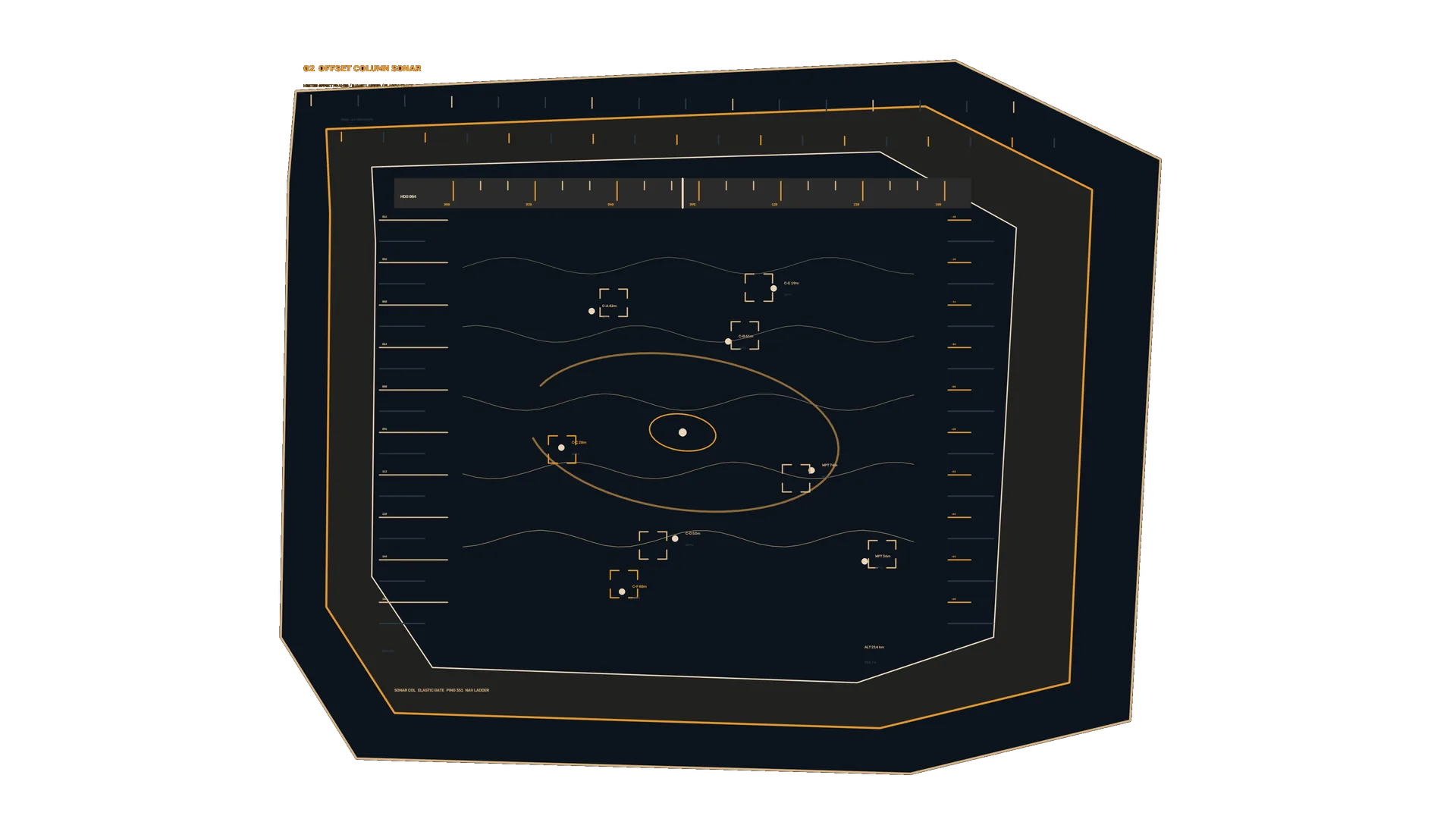 Offset column sonar interface in amber and navy — free 3840x2160 4K wallpaper image