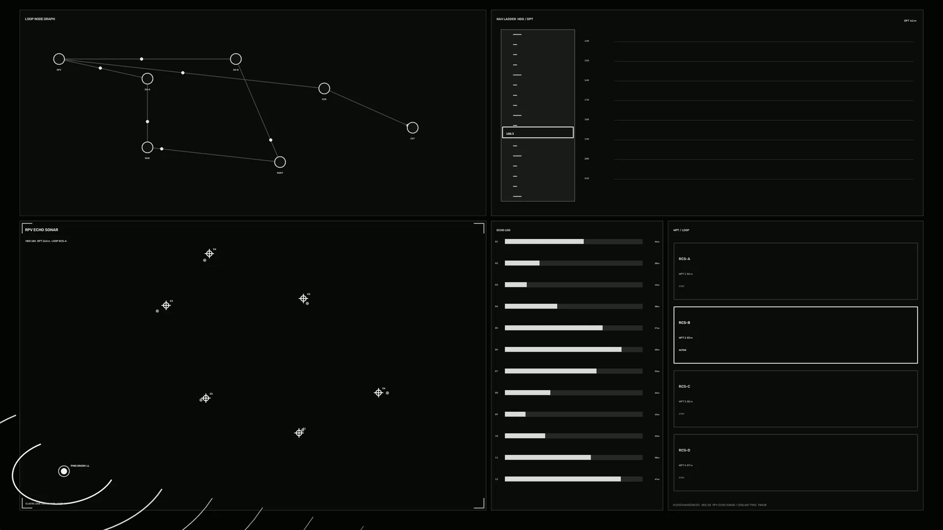 Black orbital systems dashboard with white geometry — free 3840x2160 4K wallpaper image