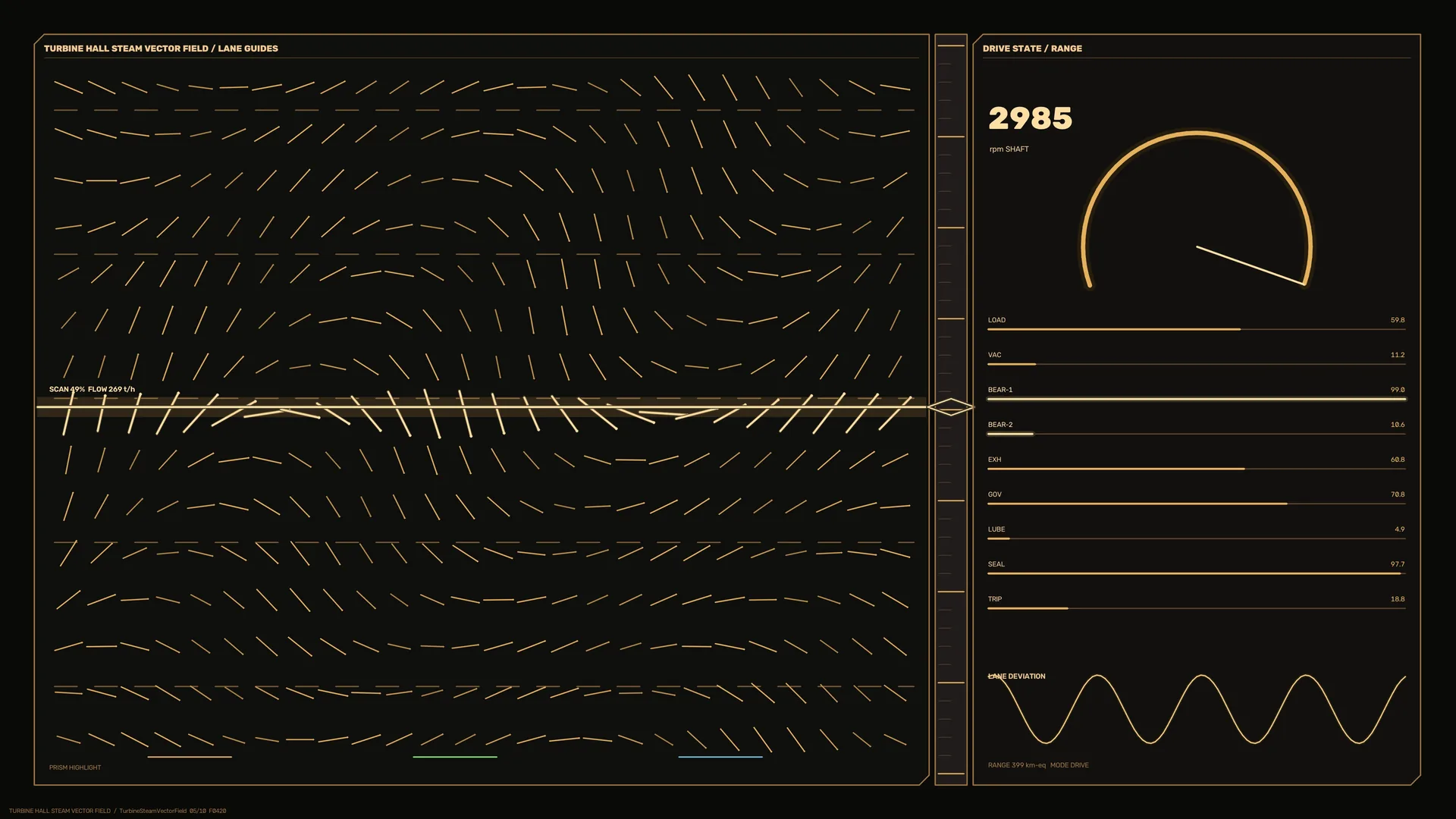 Amber Turbine Hall Vector Field Interface — free 3840x2160 4K wallpaper image