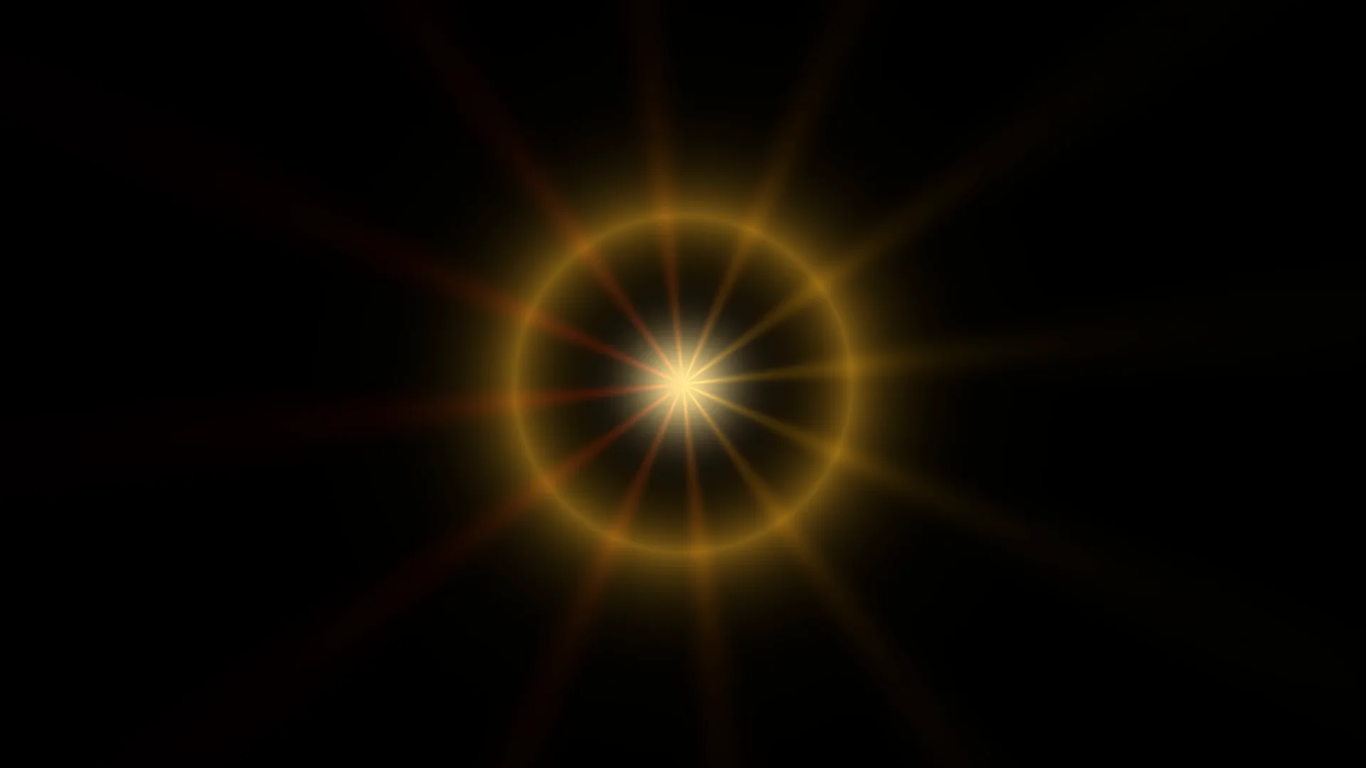 Golden radial flare with luminous circular ring — free 3840x2160 4K wallpaper image