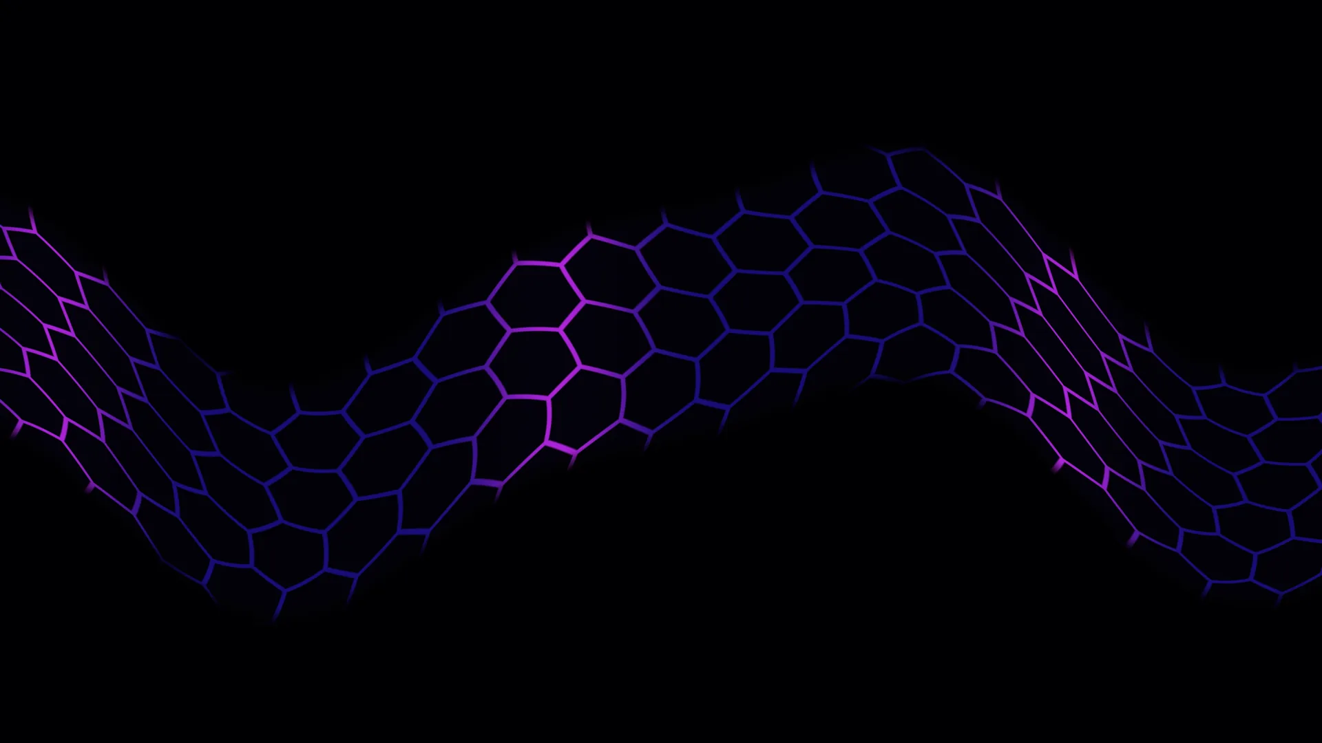 Neon hexagonal wave on a black field — free 3840x2160 4K wallpaper image
