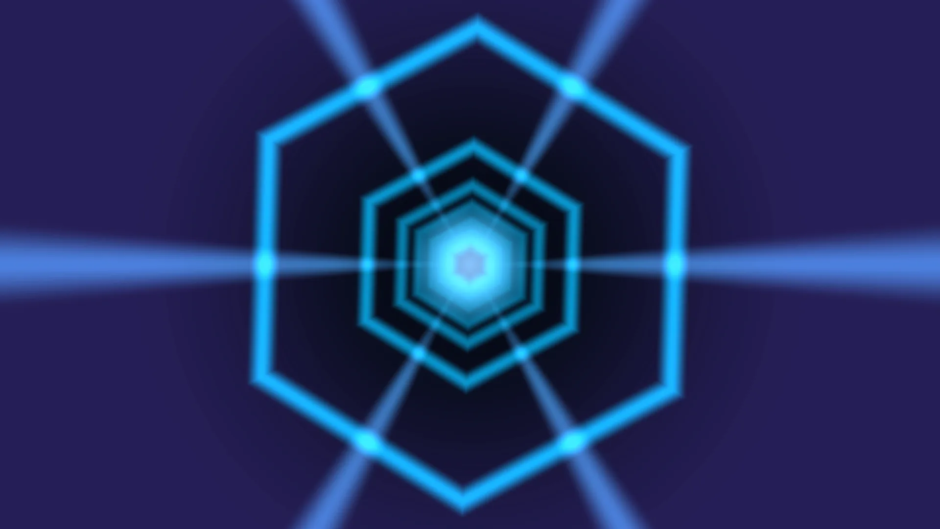 Neon hexagonal rings with radiant blue centre — free 3840x2160 4K wallpaper image
