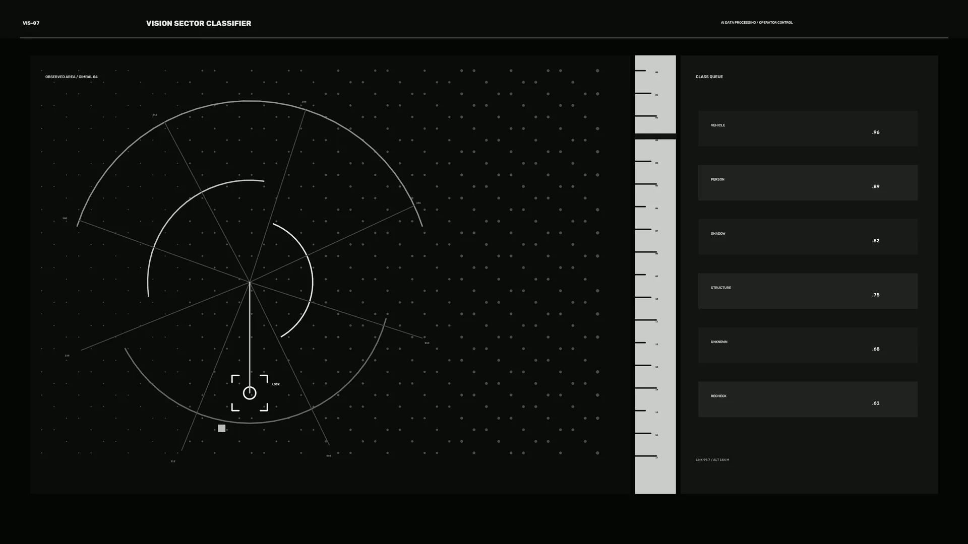 Monochrome radial surveillance interface diagram — free 3840x2160 4K wallpaper image