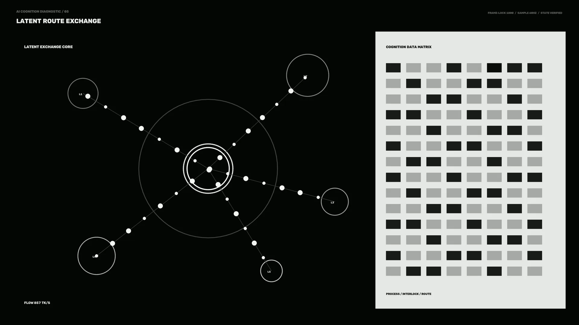 Black and white orbital network data panel — free 3840x2160 4K wallpaper image