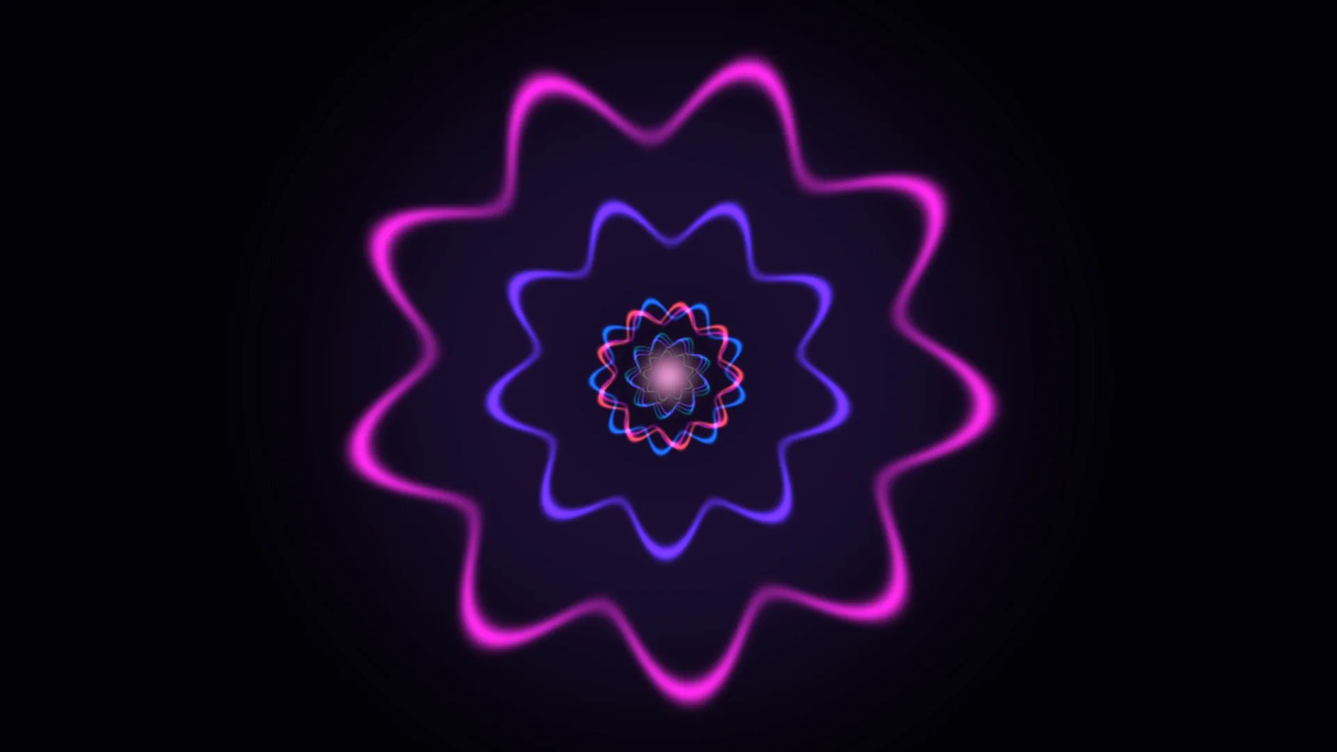 Concentric neon waveforms on a dark violet field — free 3840x2160 4K wallpaper image