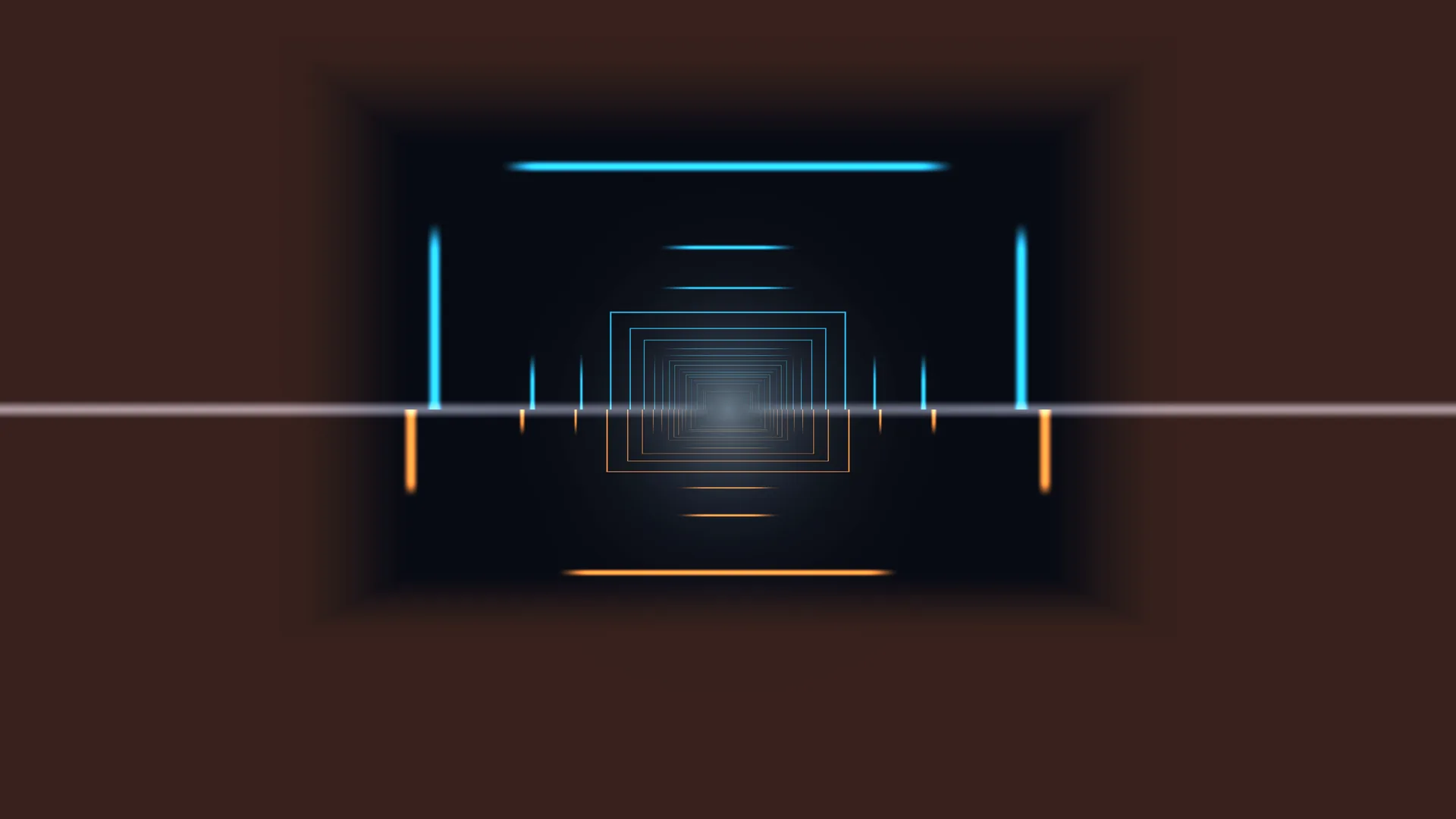 Neon tunnel of concentric geometric rectangles — free 3840x2160 4K wallpaper image