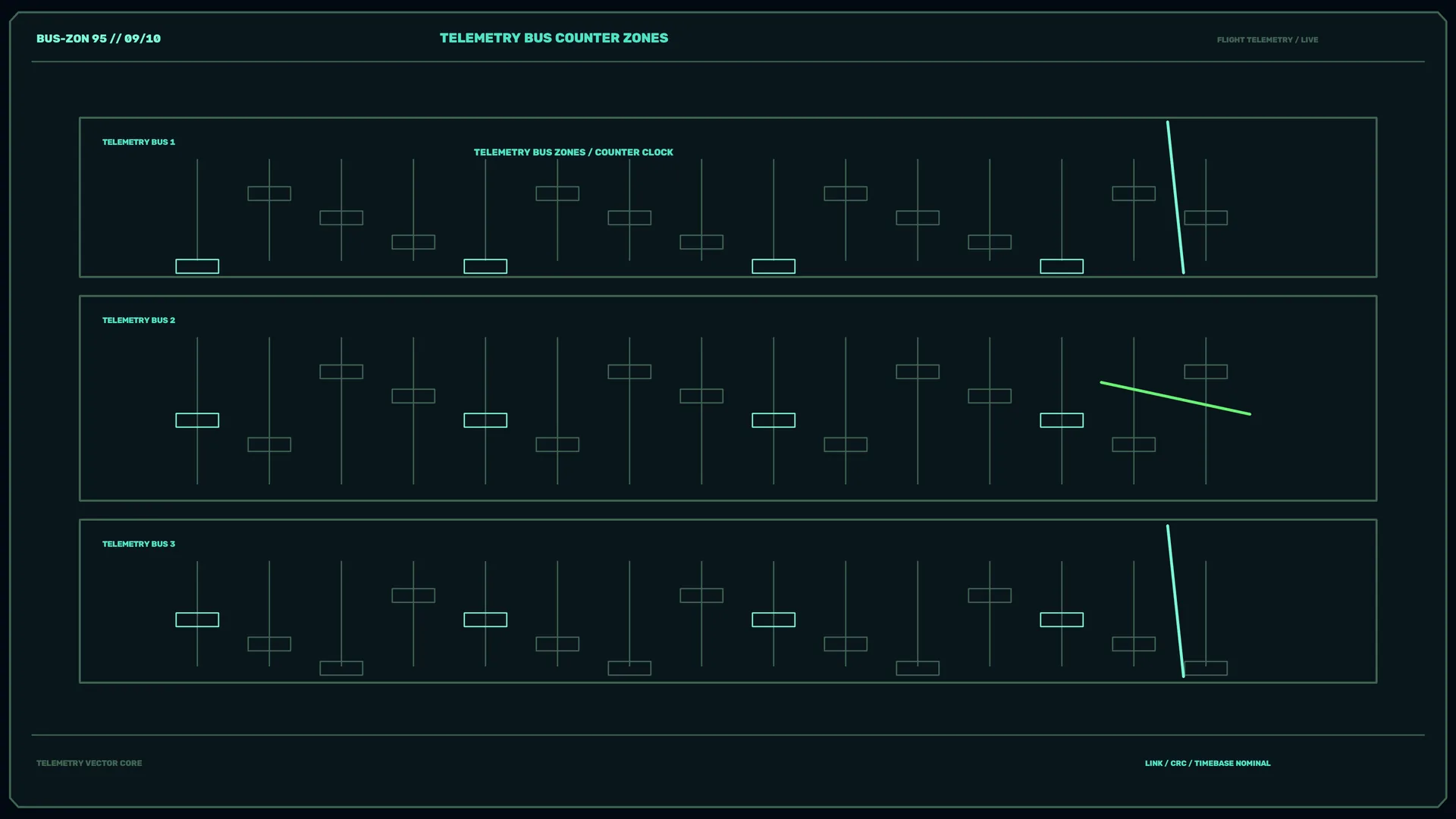 Telemetry bus counter zones in cyan wireframe — free 3840x2160 4K wallpaper image