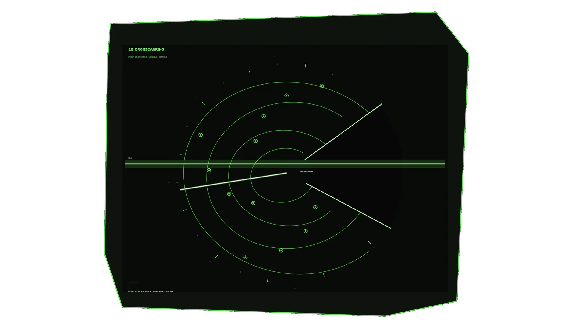 Neon green orbital radar interface on black — free 3840x2160 4K wallpaper image