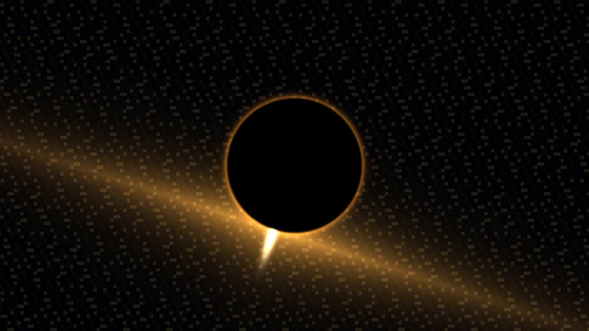 Amber ring and pixel field in deep black — free 3840x2160 4K wallpaper image
