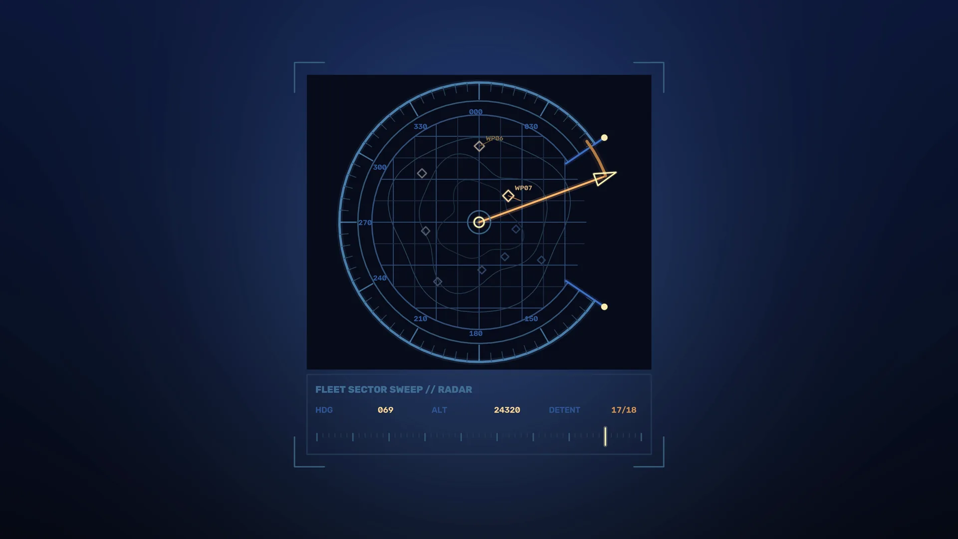 Blue radar navigation display with orbital markers — free 3840x2160 4K wallpaper image