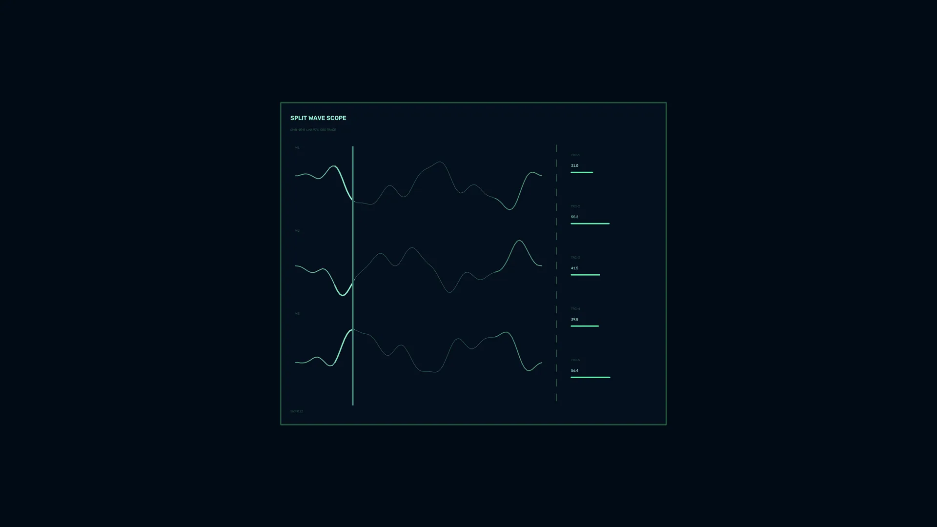 Split Wave Scope on a Dark Technical Grid — free 3840x2160 4K wallpaper image