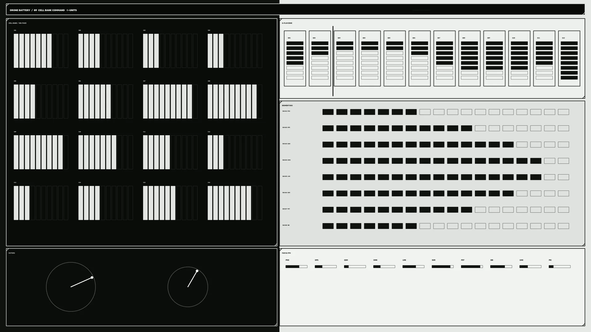 Monochrome battery monitoring control panel — free 3840x2160 4K wallpaper image