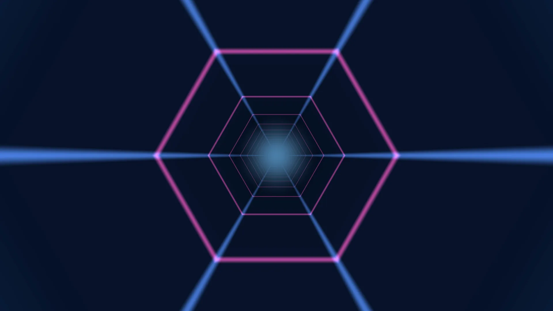 Neon hexagonal tunnel in blue and magenta — free 3840x2160 4K wallpaper image