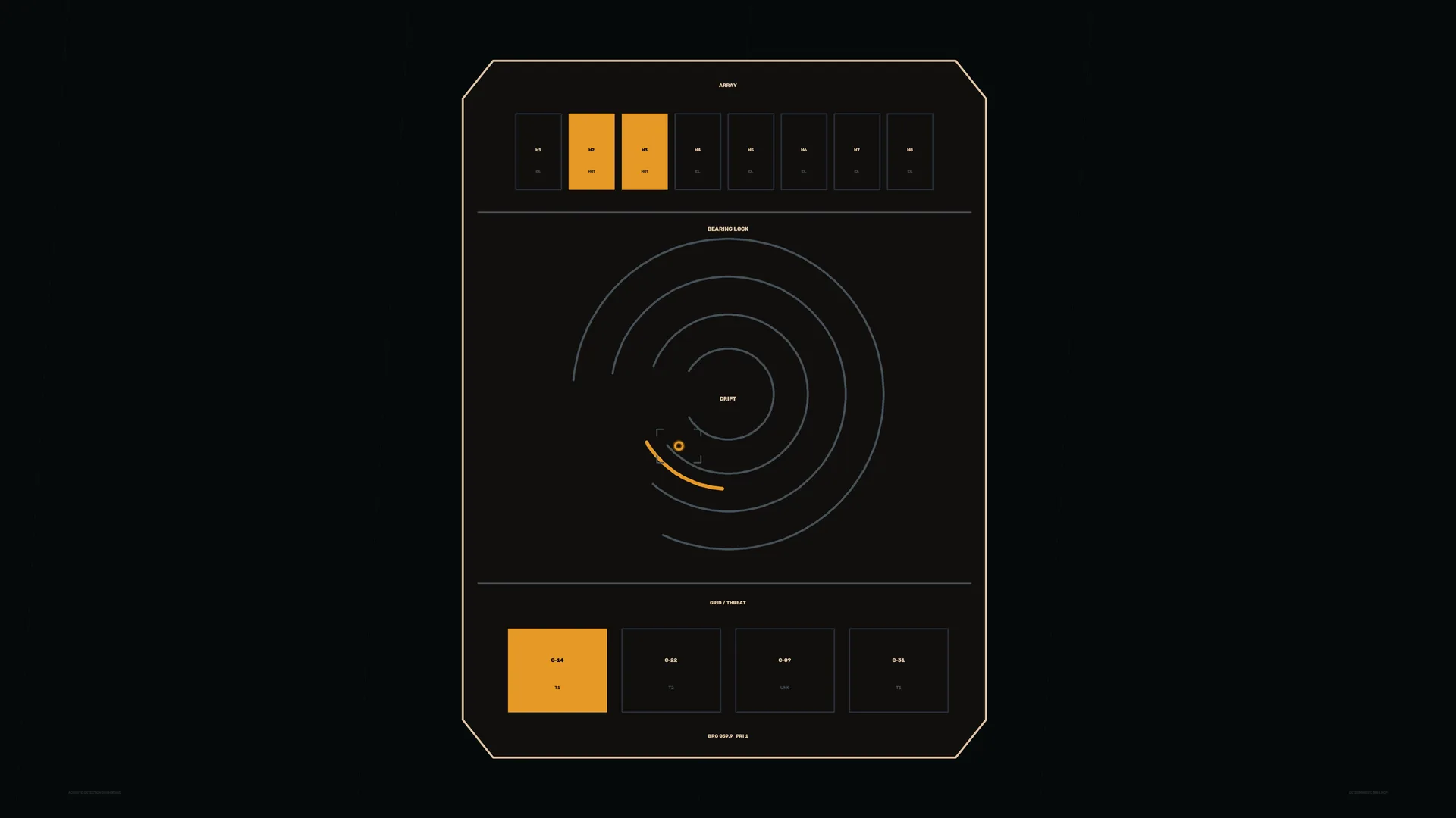 Orbital tracking panel with amber signal markers — free 3840x2160 4K wallpaper image