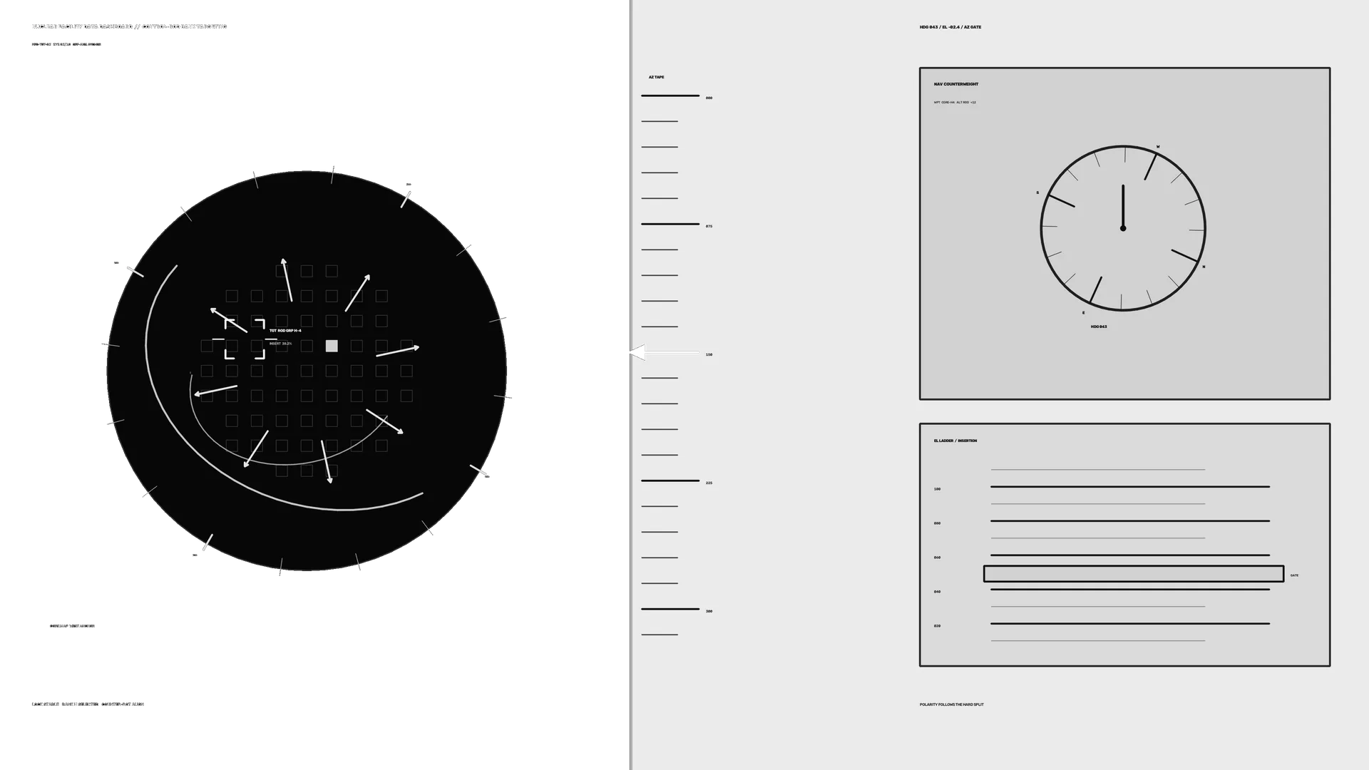 Monochrome circular control system dashboard — free 3840x2160 4K wallpaper image