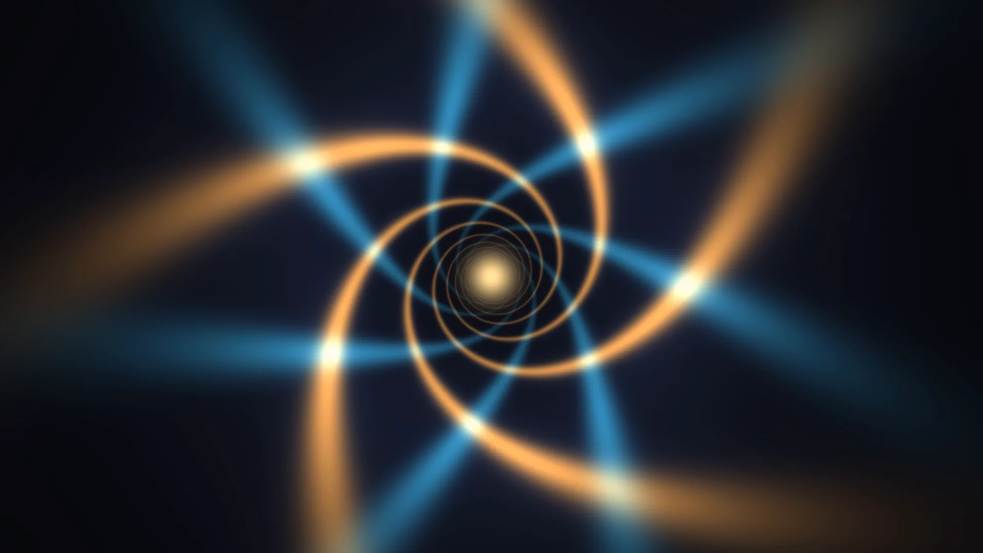 Blue and amber orbital rings on a dark field — free 3840x2160 4K wallpaper image