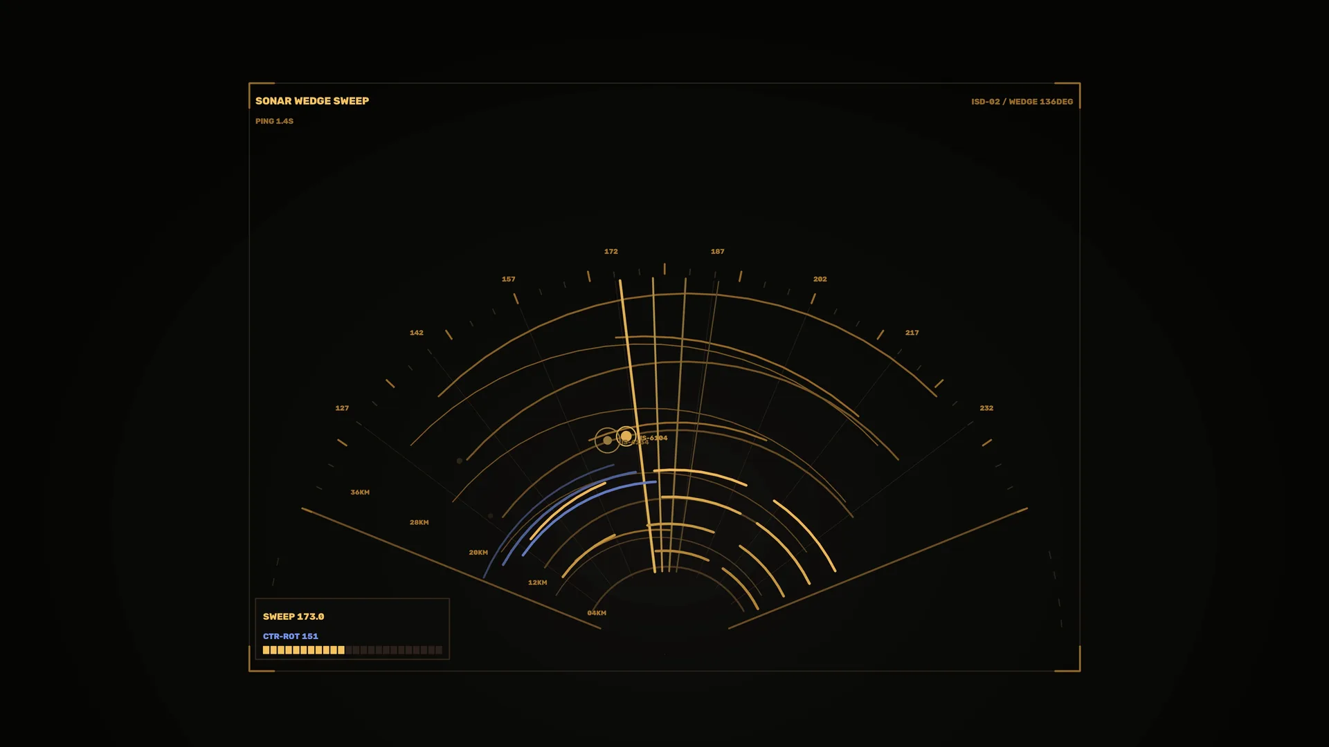 Amber Sonar Sweep with Concentric Radar Arcs — free 3840x2160 4K wallpaper image