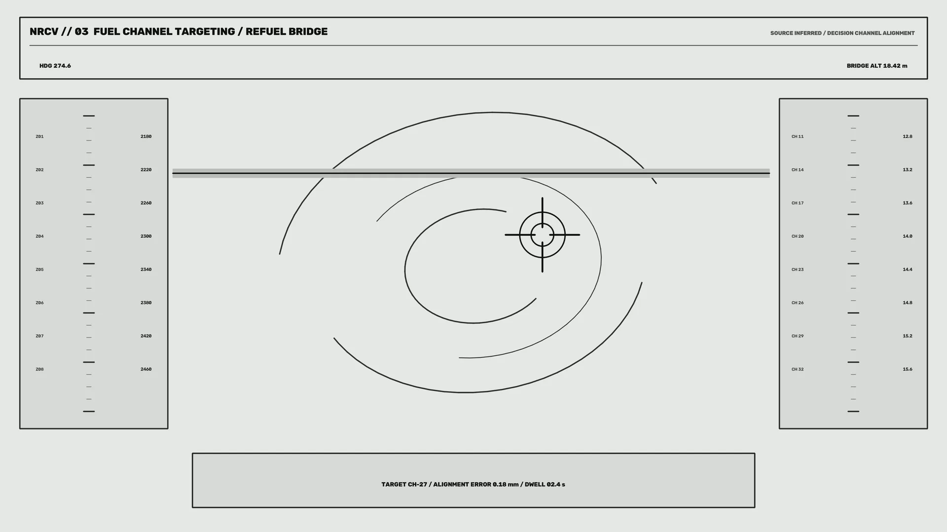 Monochrome fuel channel alignment schematic — free 3840x2160 4K wallpaper image
