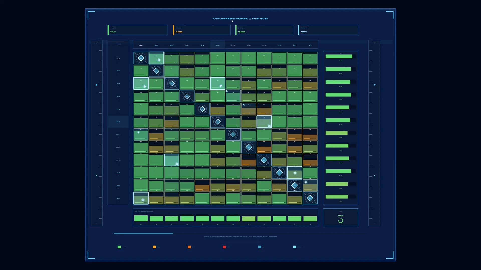 Blue tactical dashboard with matrix grid — free 3840x2160 4K wallpaper image