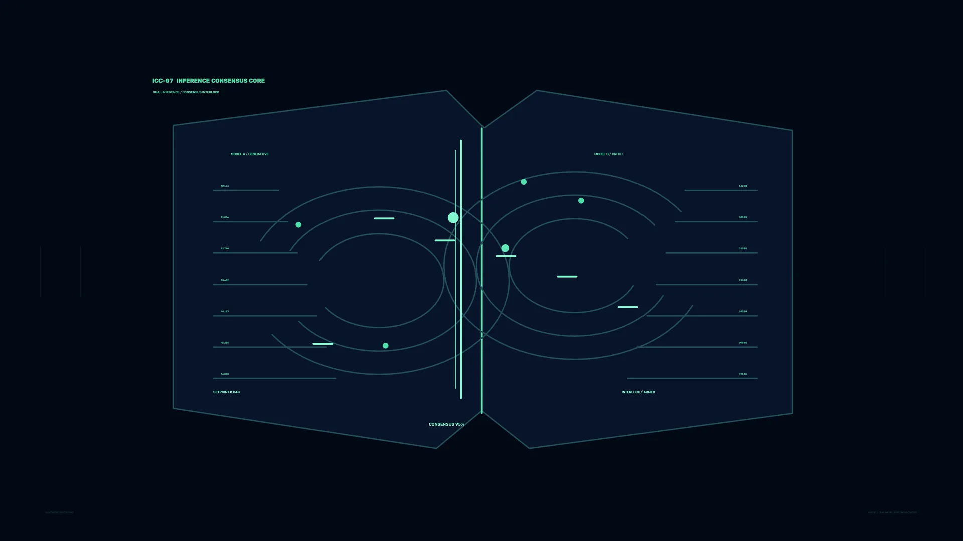 Neon consensus interface with mirrored geometry — free 3840x2160 4K wallpaper image