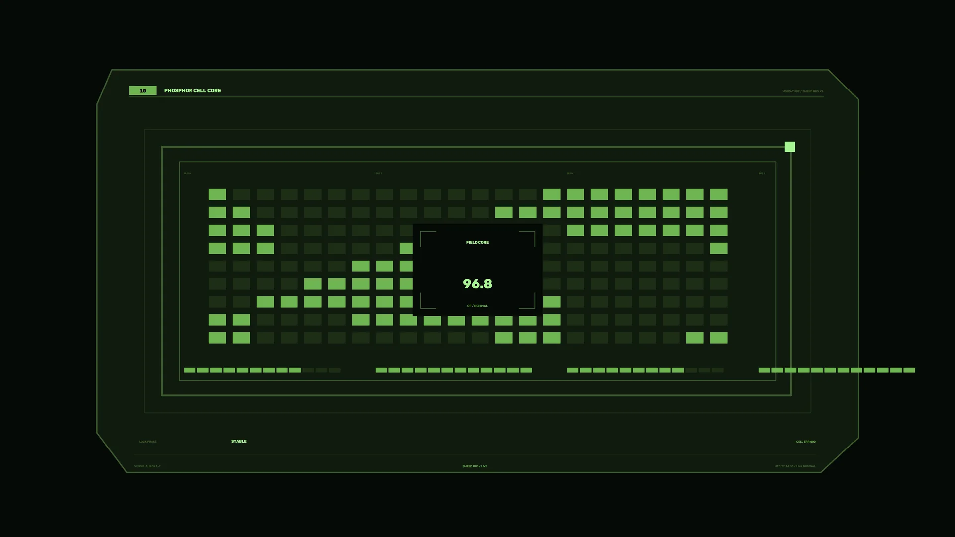 Green phosphor cell core diagnostic interface — free 3840x2160 4K wallpaper image