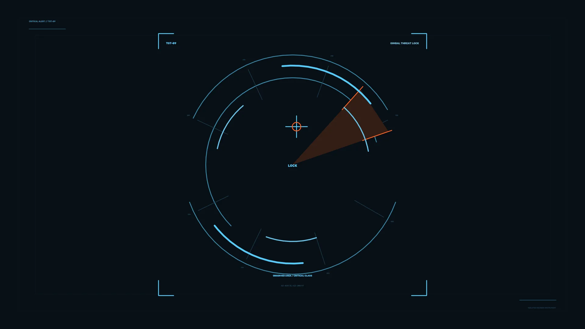 Cyan radar lock interface with amber tracking sector — free 3840x2160 4K wallpaper image