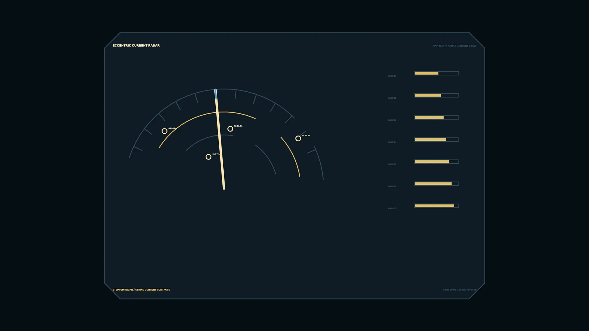 Eccentric current radar interface in dark blue — free 3840x2160 4K wallpaper image