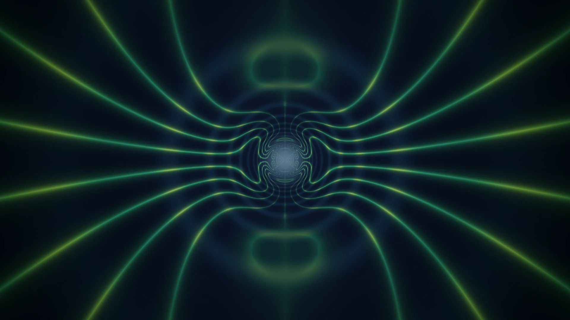 Green luminous field lines around a central vortex — free 3840x2160 4K wallpaper image