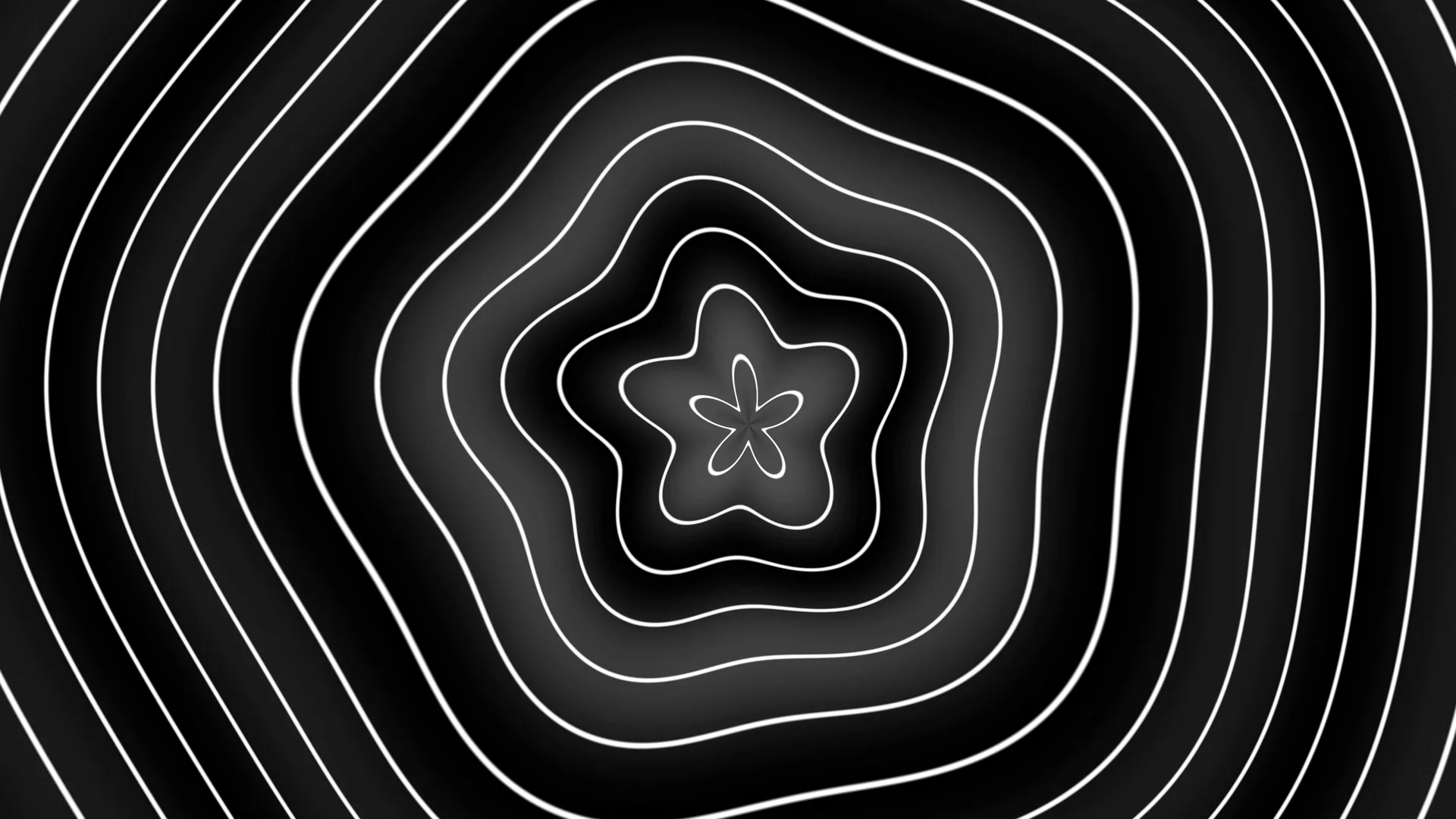 Monochrome contour lines with floral center — free 3840x2160 4K wallpaper image