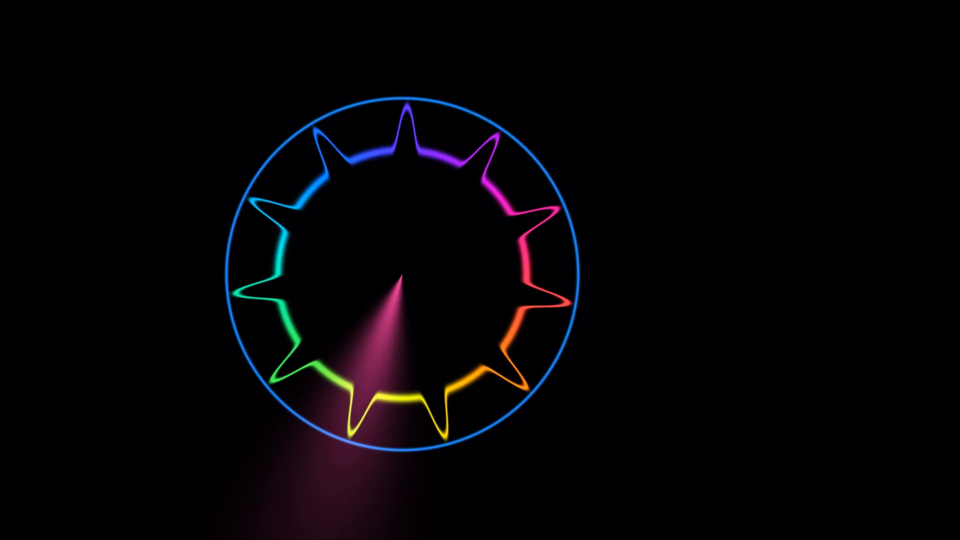 Rainbow radial waveform on a black field — free 3840x2160 4K wallpaper image