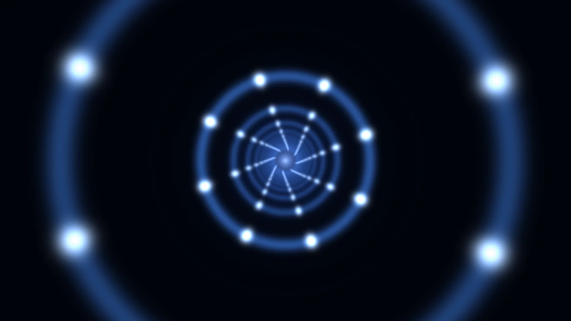 Blue orbital network with luminous nodes — free 3840x2160 4K wallpaper image